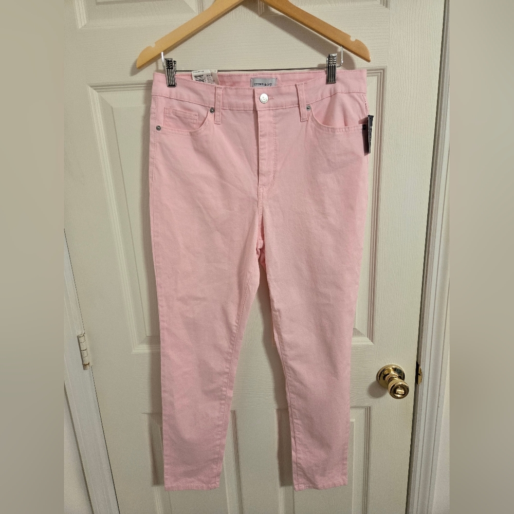 Crown & Ivy Pink Women’s High Rise Skinny Lycra Jeans Size 10 NWT